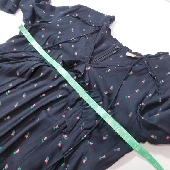 LOFT Floral Print Bell Sleeves Ruffle Midi Dress - Picture 8 of 11